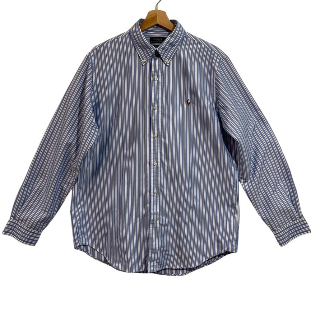 Polo Ralph Lauren Mens Large Classic Fit Performance Striped Button Down Shirt